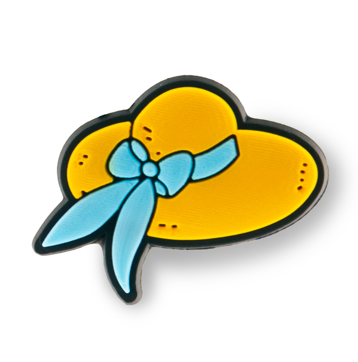 Beach Straw Hat Blue Ribbon Charm