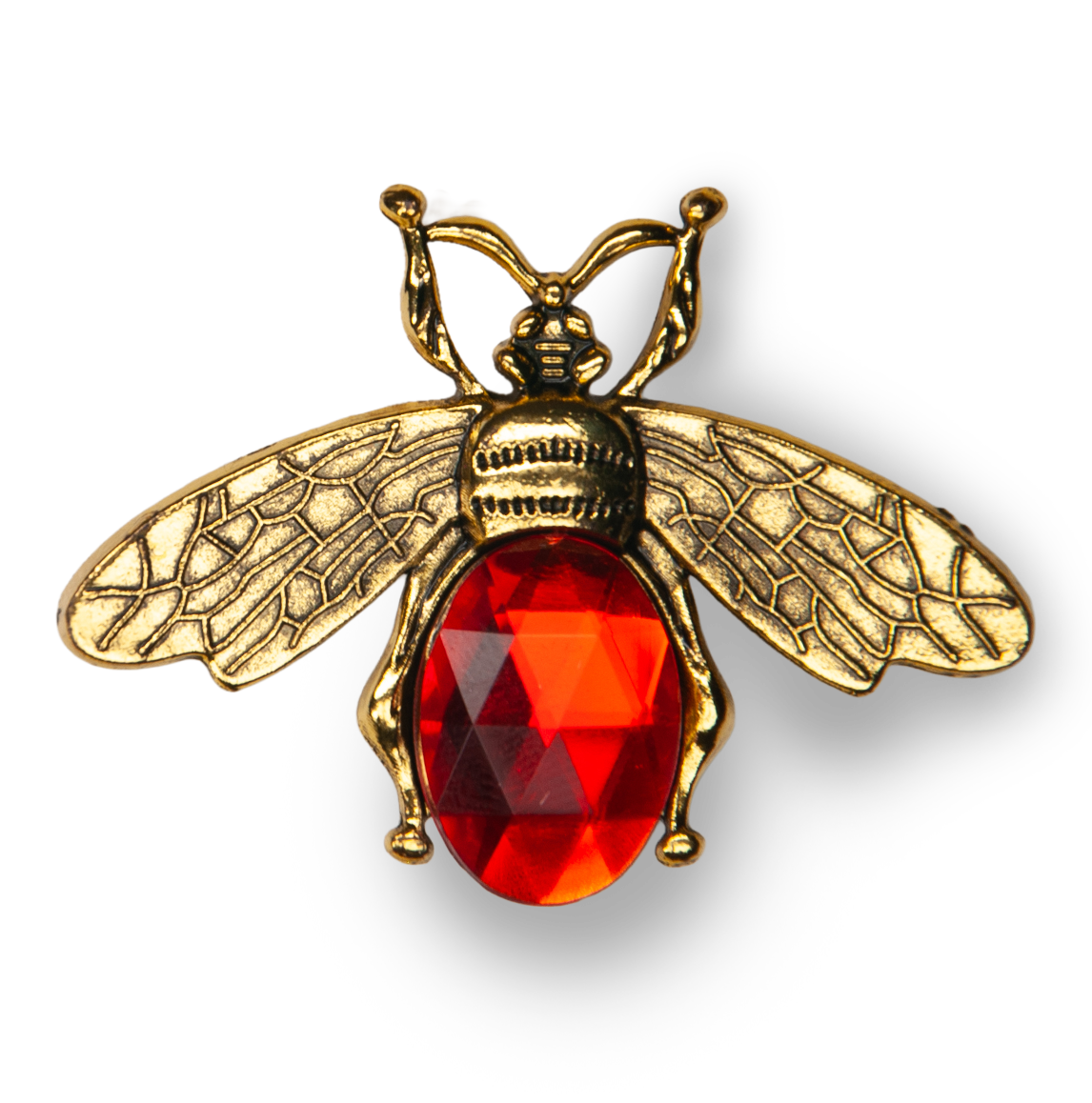 Gold Bee Red Gem Metal Charm