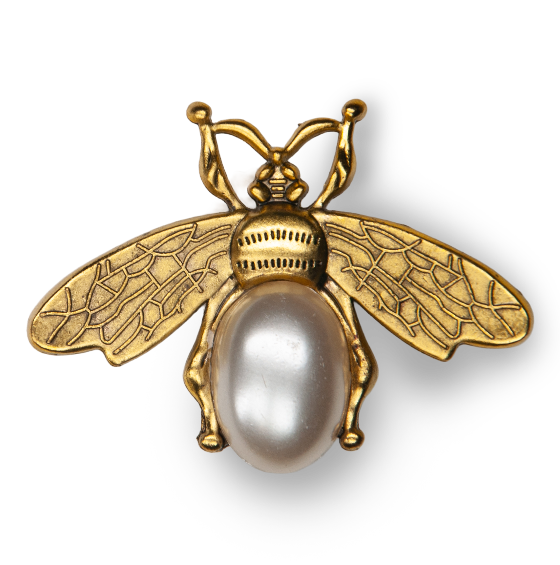 Gold Bee White Pearl Metal Charm