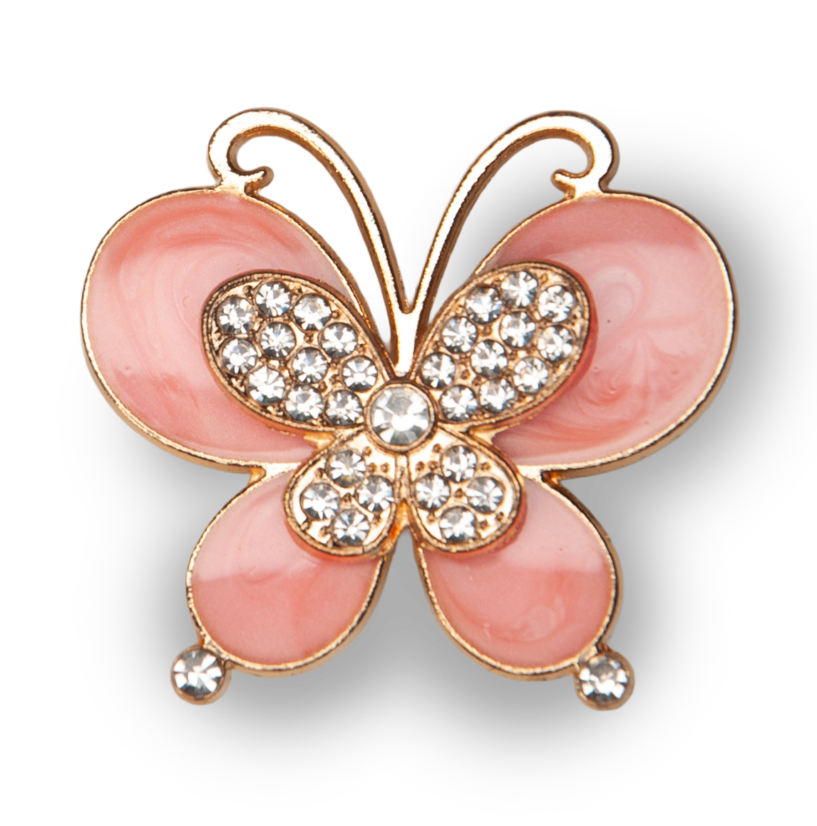 Pink Pearl Butterfly Metal Charm
