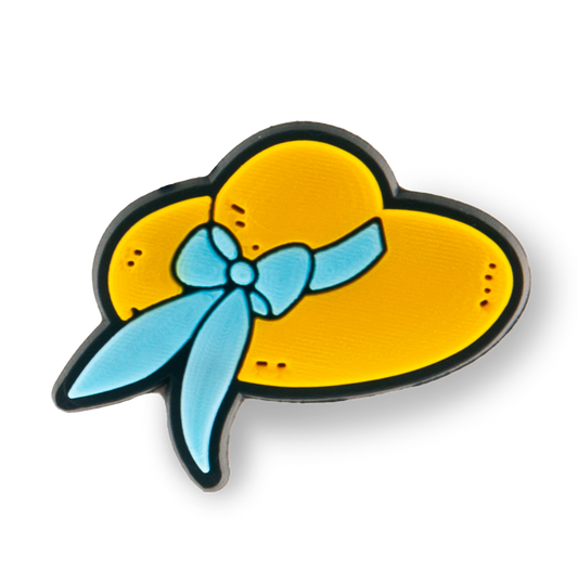 Beach Straw Hat Blue Ribbon Charm