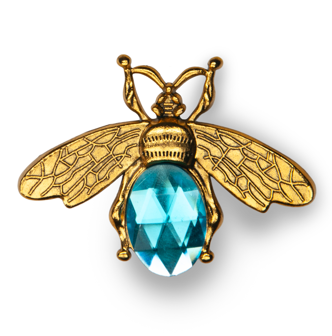 Gold Bee Blue Gem Metal Charm