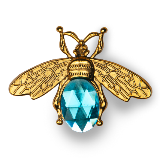 Gold Bee Blue Gem Metal Charm