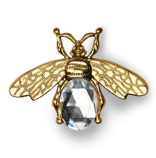 Gold Bee White Gem Metal Charm