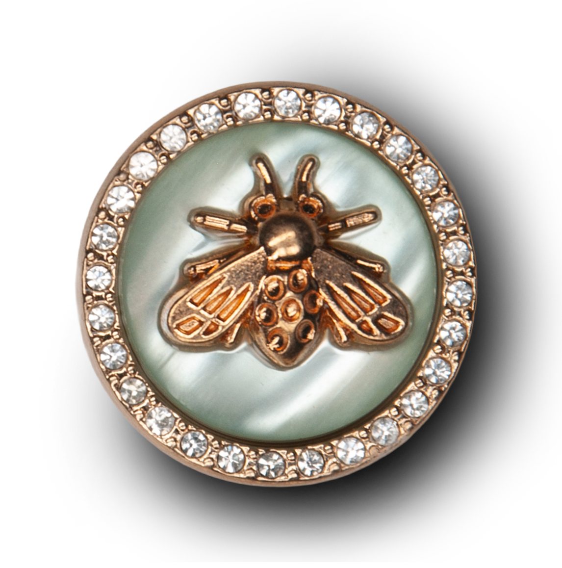 Gold Bee Green Pearl Broach Metal Charm