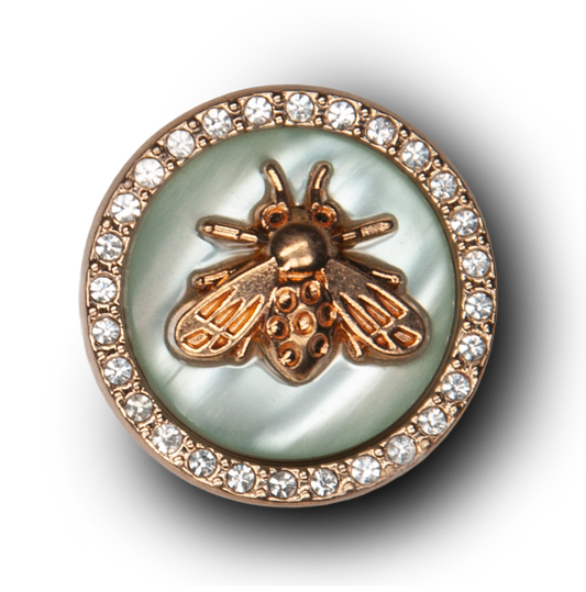 Gold Bee Green Pearl Broach Metal Charm