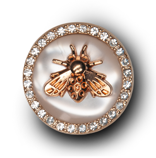 Gold Bee White Pearl Broach Metal Charm