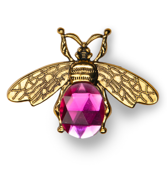 Gold Bee Pink Gem Metal Charm