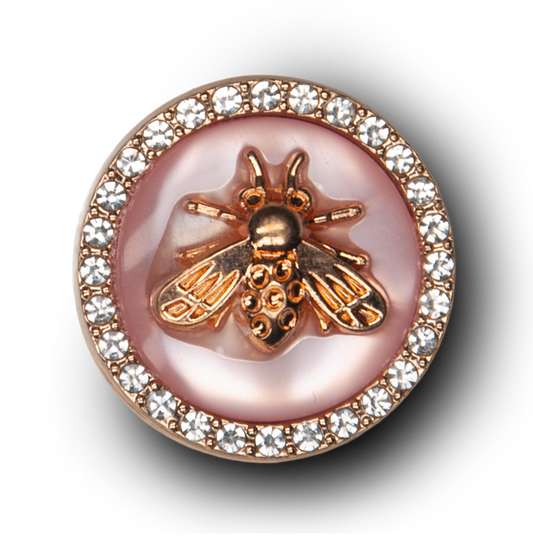 Gold Bee Pink Pearl Broach Metal Charm