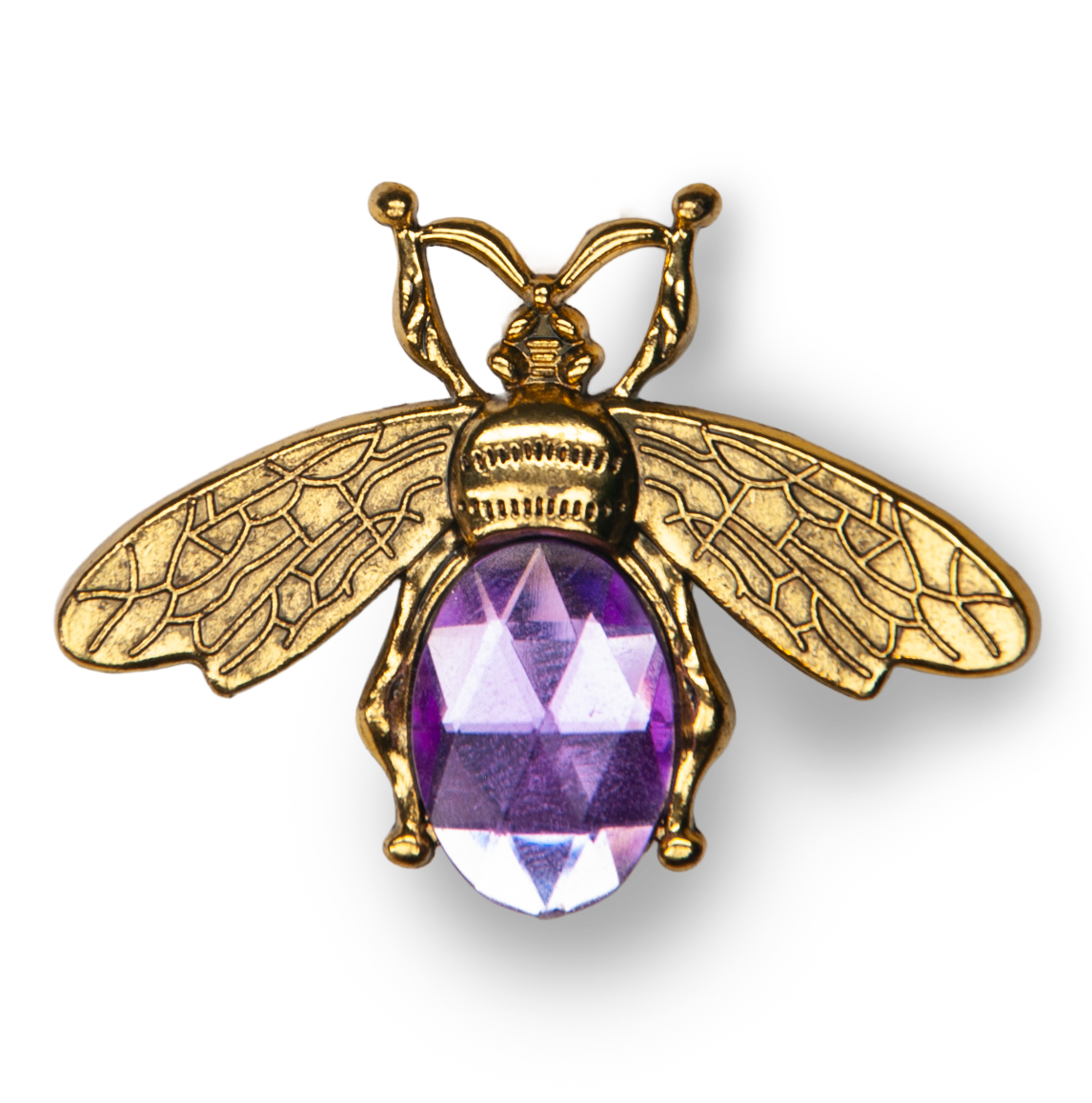 Gold Bee Purple Gem Metal Charm