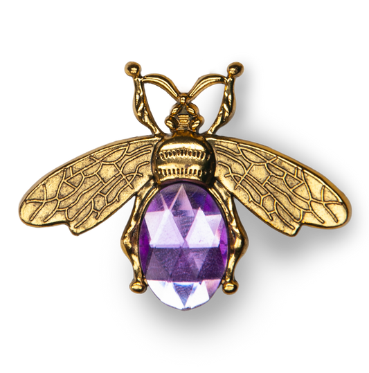 Gold Bee Purple Gem Metal Charm