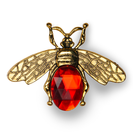 Gold Bee Red Gem Metal Charm