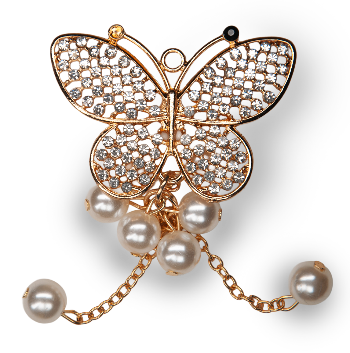 (Large) Gold Pearl Butterfly Charm