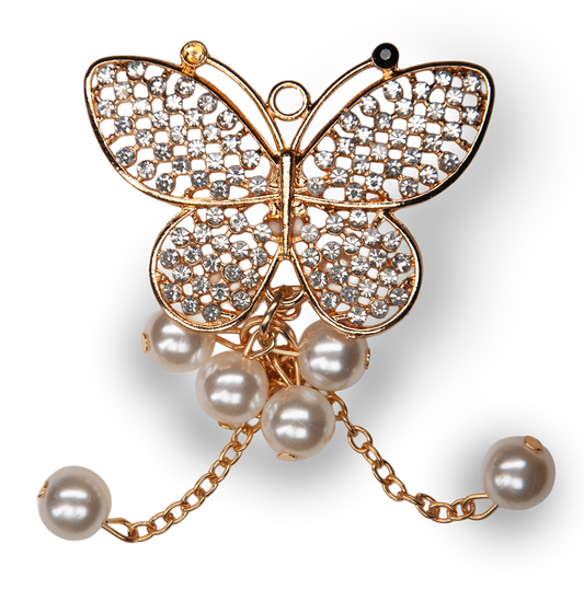 (Large) Gold Pearl Butterfly Charm