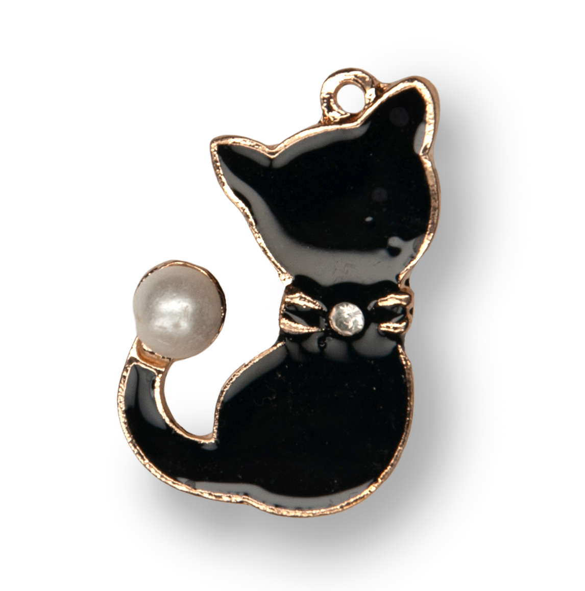 Gold & Black Cat Metal Charm