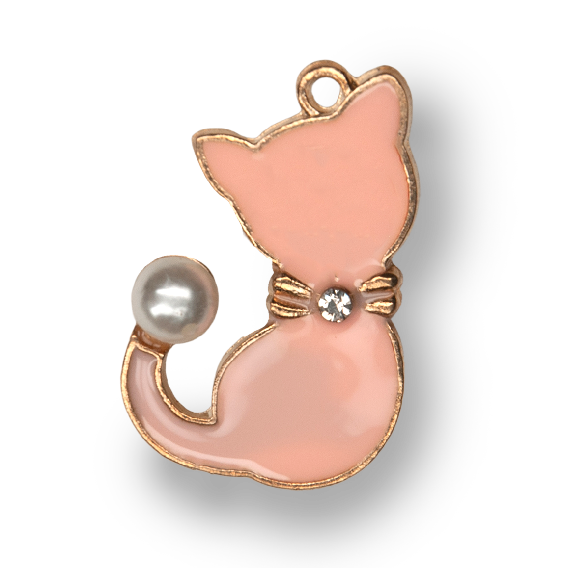 Gold & Pink Cat Metal Charm