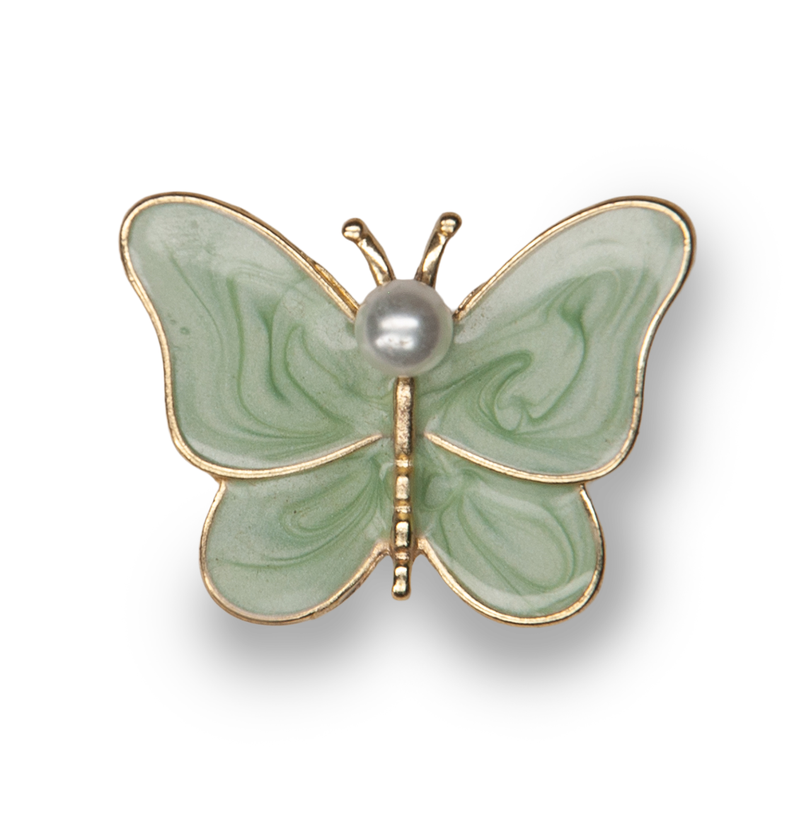 Green Pearl Butterfly Metal Charm (Small)