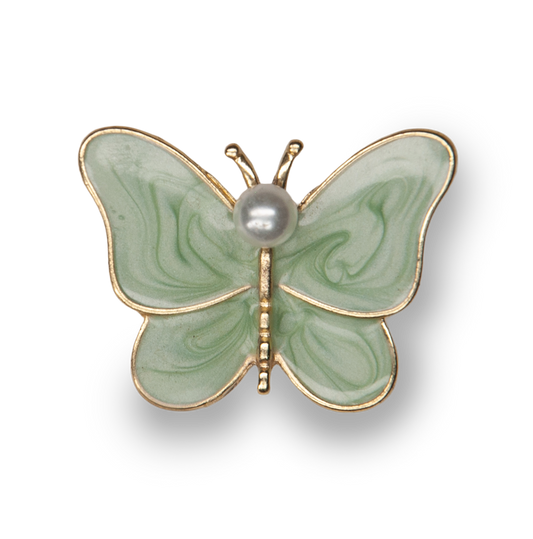 Green Pearl Butterfly Metal Charm (Small)