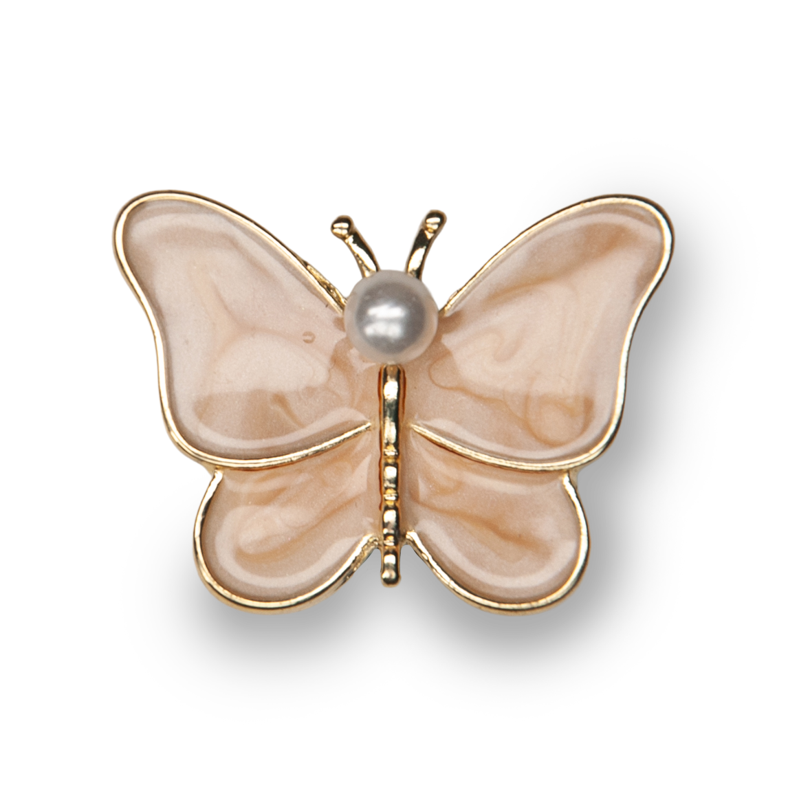 White Pearl Butterfly Metal Charm (Small)