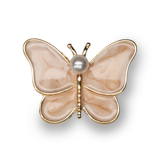 White Pearl Butterfly Metal Charm (Small)