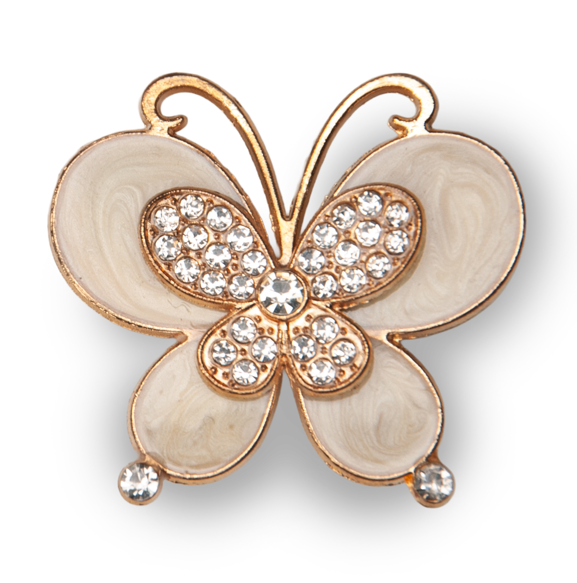 White Pearl Butterfly Metal Charm