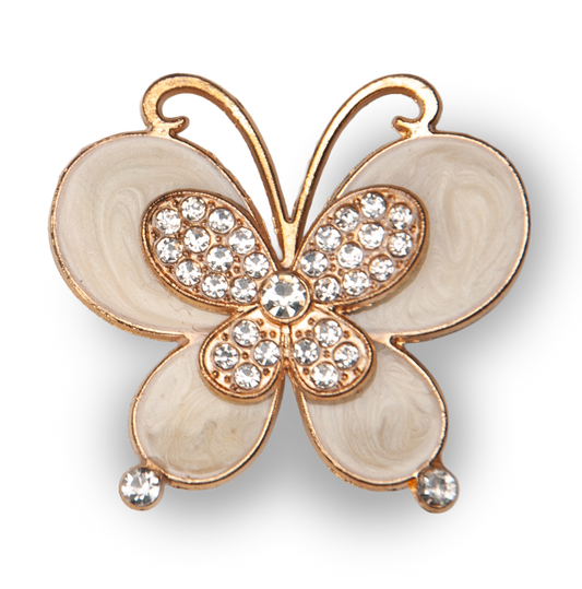 White Pearl Butterfly Metal Charm