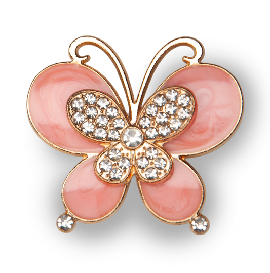 Pink Pearl Butterfly Metal Charm