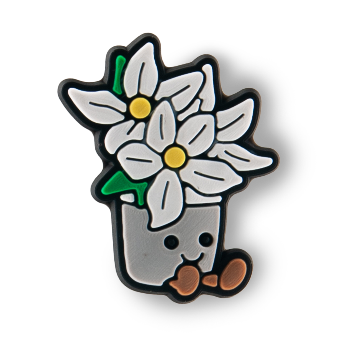 Smiling White Flower Pot Charm