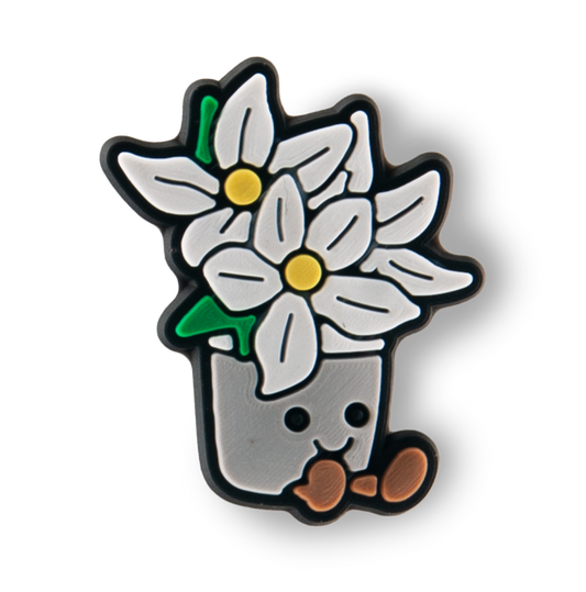 Smiling White Flower Pot Charm