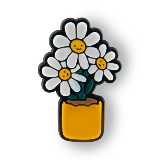 White Daisies Flower Pot Charm